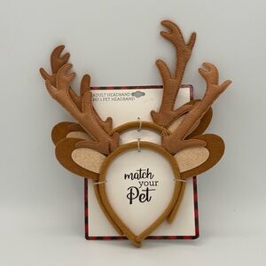 NWT Match Your Pet Reindeer Antler Headband Set